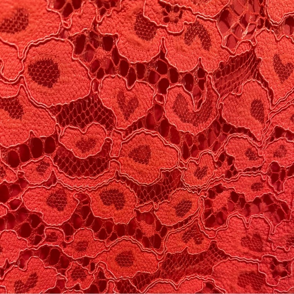 Trina Turk Pre-Owned Size 2 Elegant Coral Lace Long Sleeve Mini Cocktail Dress - Picture 6 of 11